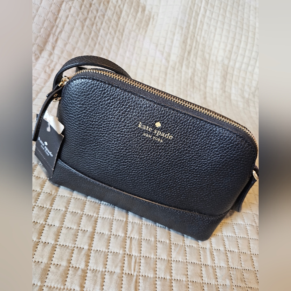 Kate Spade Womens Crossbody Handbag Black Pebble Leather